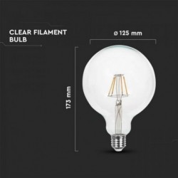 Lâmpada LED E27 12,5W 3000K G125 CLEARGlass