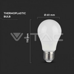 Lâmpada LED VTAC E27 10,5W»75W 3000K 1055Lm A60