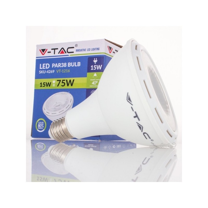 Lâmpada LED E27 PAR38 15w»75W Luz Frio 1000Lm 40º