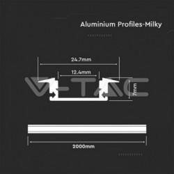 Aluminium Profile 2000 x 24.7 x 7mm Milky(embutir)