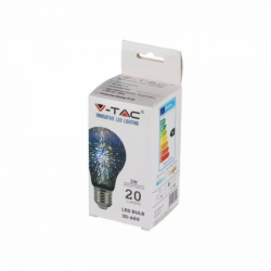 Lâmpada LED E27 3W 3000K 20Lm A60 FILAMENT 3D