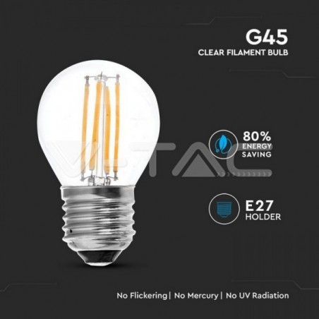 Lâmpada LED E27 4W»40W Luz Natural 400Lm G45 CLEAR
