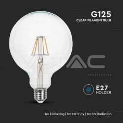 Lâmpada LED VTAC E27 10w»75W 3000K 1055Lm G125 CLEAR GLASS
