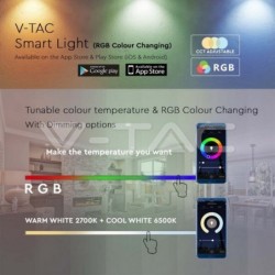 Lâmpada LED E27 A65 8,5W RGB+2700K+6400K SMART
