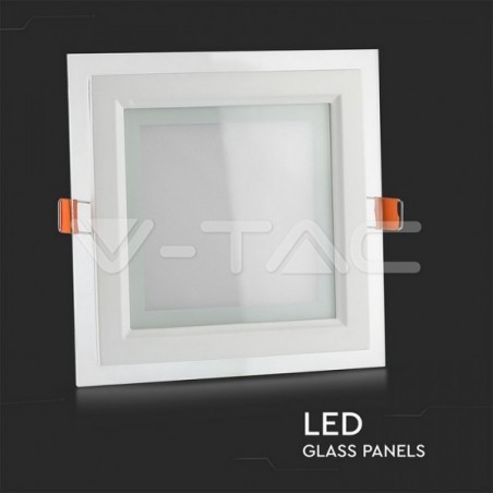 Painel LED GLASS 12W Luz Quente 840Lm quadrado