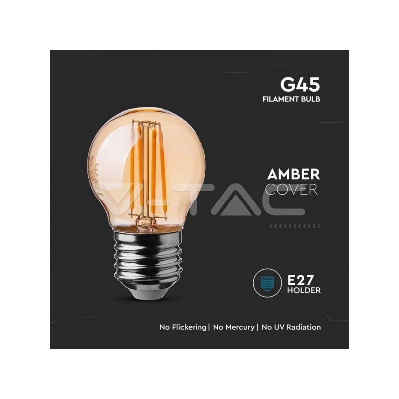 Lampada LED VTAC E27 4w»30w 2200k 350Lm G45 Amber