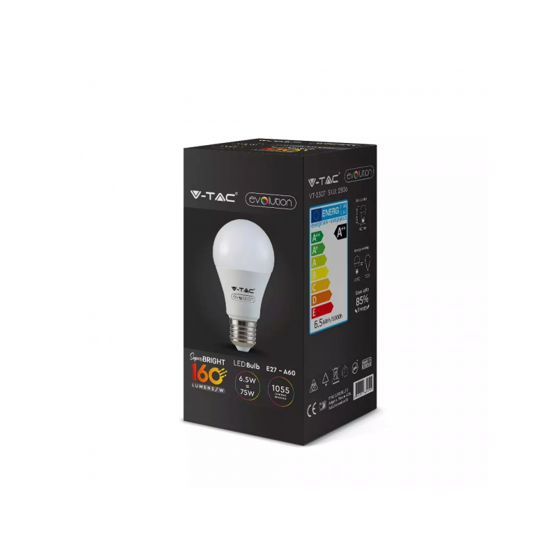 Lâmpada Led E27 6.5W A60 4000K 160lm/W