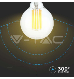 Lâmpada LED VTAC E27 6W 600Lm 3000K G95 CLEARGlass