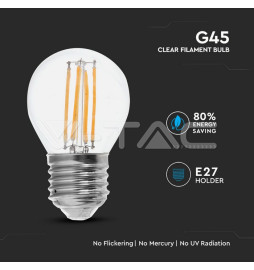 Lâmpada LED E27 4W»60W 4000K 800Lm G45 CLEAR