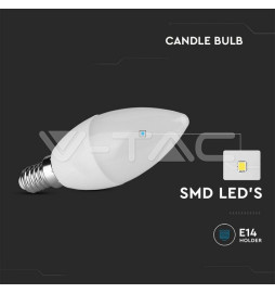 Lâmpada LED E14 7W 4000K Vela Chip SAMSUNG